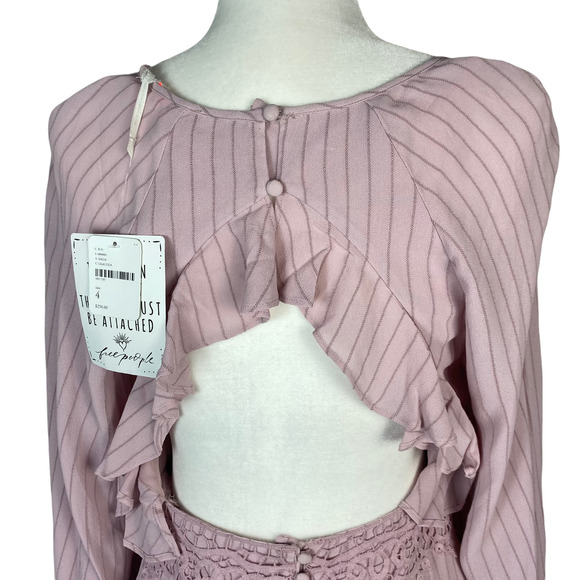 Free People Dress Mini Long Sleeve Lace Boho Lilac Purple Crush on You Sz 4 NWT - Picture 8 of 13